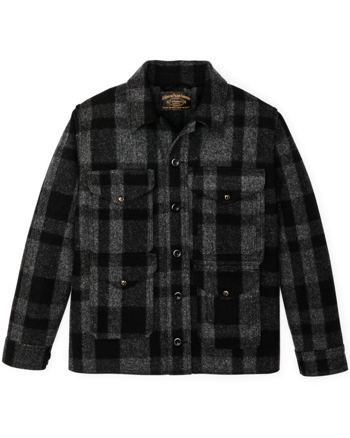 Filson 1940s Mackinaw Wool Cruiser in Charcoal / Black Plaid